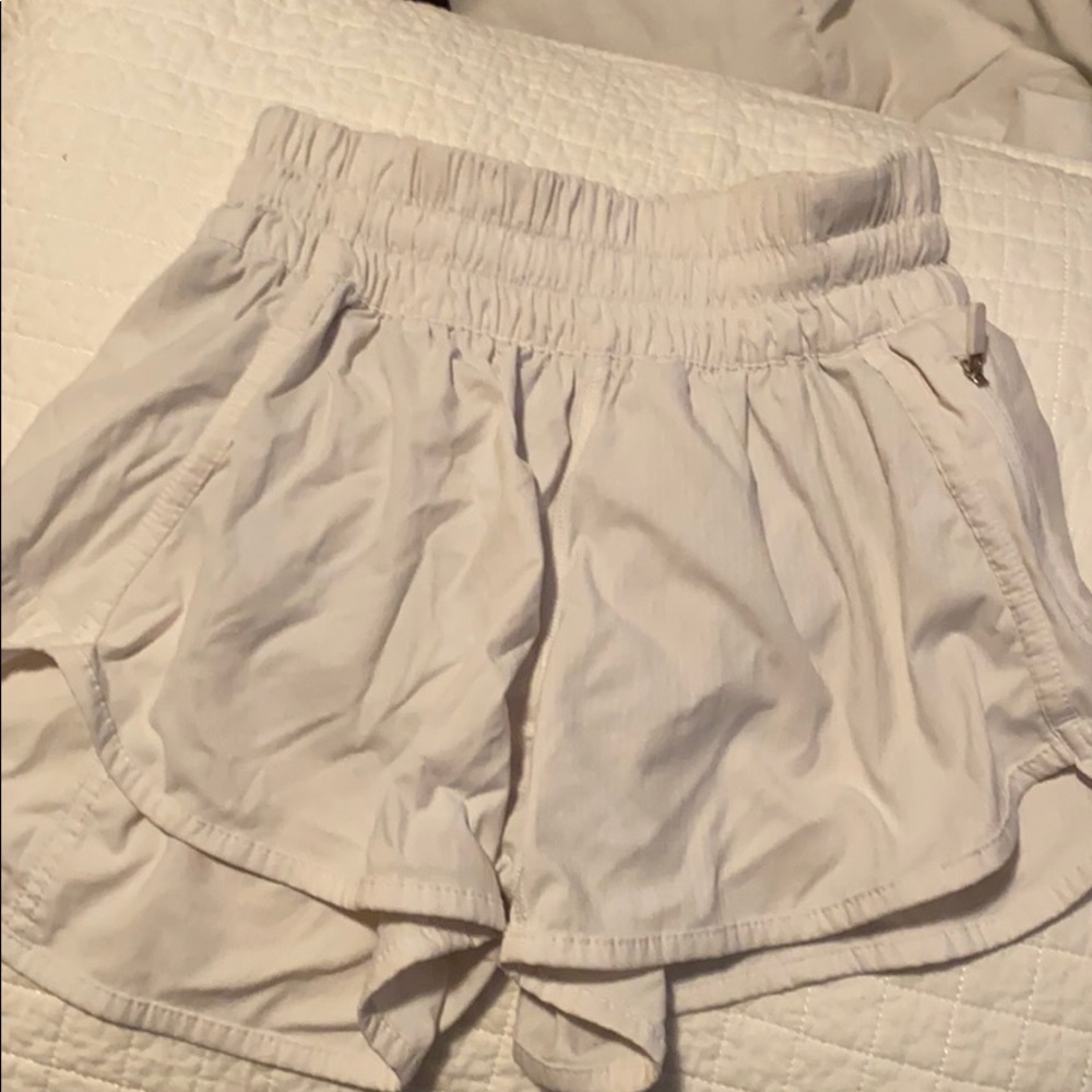 White Lulu running shorts